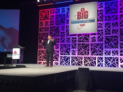 Masergy CEO & Chairman Chris MacFarland takes the stage at BCE to deliver his keynote address. 