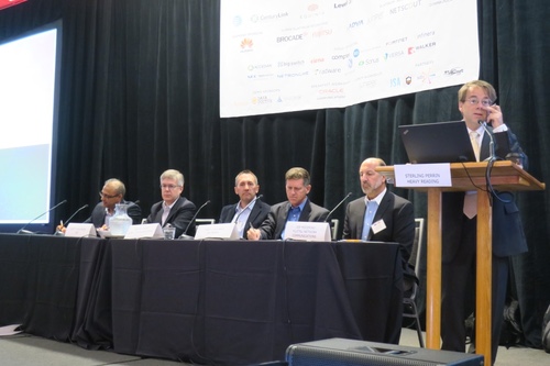 From left: Bipin Mistry, NetCracker; Scott Wilkinson, ECI; Travis Ewert, Level 3; Mike Capuano, Infinera; Joe Mocerino, Fujitsu