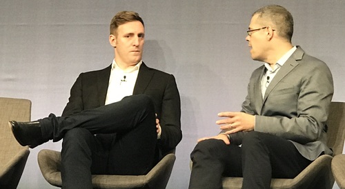 Amazon's Matt Wood (left) and Steven Rosenbush, The Wall Street Journal's CIO Journal.