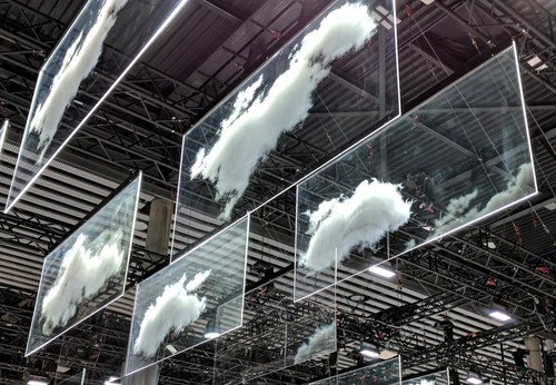 Huawei went all out with its cloud imagery at the Huawei village inside Mobile World Congress 2017.