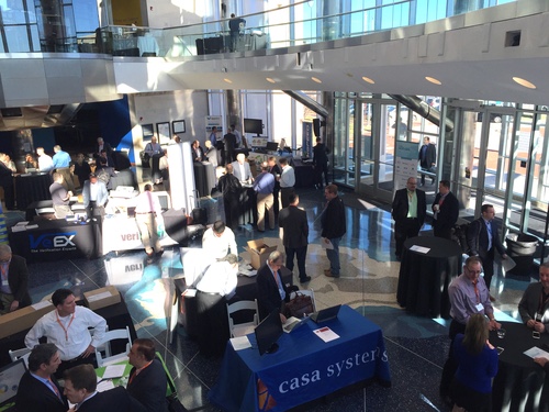 Early arrivals gather inside of the curved entry plaza at The Cable Center. This year's conference was the largest to date!