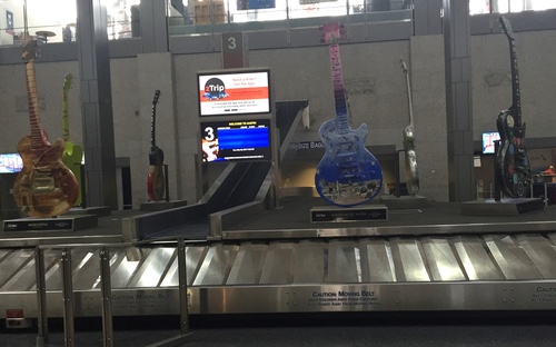 Everything is bigger in Texas, including these guitar racks at the Airport. 