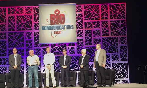 A BCE keynote panel, which was moderated by event chair and Light Reading Editor-at-Large Carol Wilson, debated whether communication service providers were undergoing dramatic changes. Panel participants, from left to right, included James Feger, CenturyLink; Jeff Finkelstein, Cox Communications; Doug Junkins, NTT Innovation Institute; Don MacNeil, EdgeConnex; Tim Naramore, Masergy; and Randy Nicklas, Windstream.