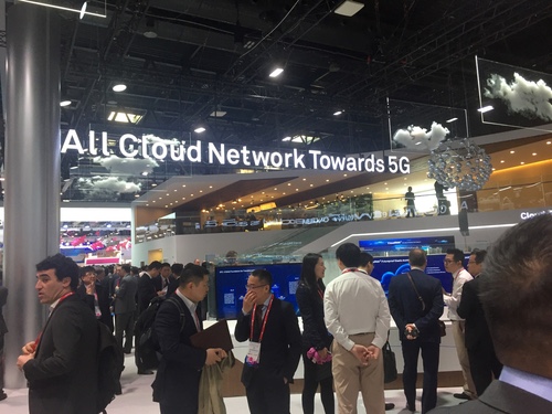 The Huawei Pavilion was decked out in clouds during Mobile World Congress. 