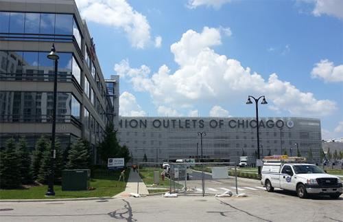 Cisco doesn't share the enthusiasm for the new Fashion Outlets of Chicago, since they are blocking its entire view of downtown Rosemont, Ill.