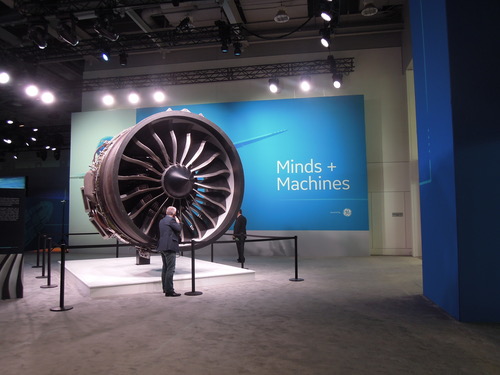 GE's Predix applies to small things too -- teeny soil sensors in agriculture, for example. But it's more fun to take a photo of the big jet engine.
