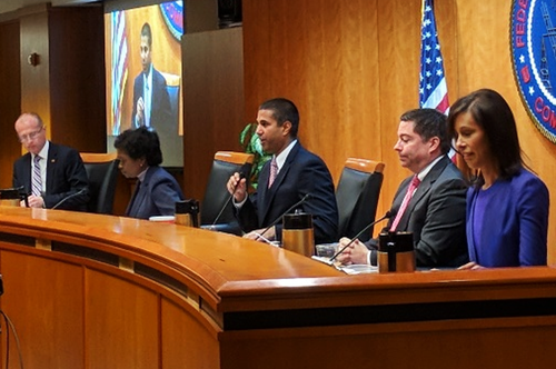FCC Chairman Ajit Pai holds forth on the Order to Restore Internet Freedom among his fellow FCC commissioners