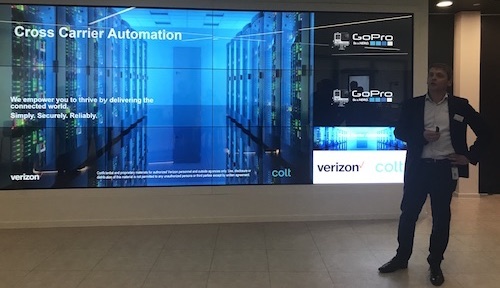 Verizon's Peter Konings addresses reporters and analysts at the operator's demonstration of cross-carrier automation with UK-based Colt.