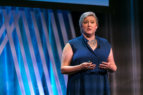 Intel's Melissa Evers-Hood delivering Tuesday ONS keynote. (Source: Linux Foundation) 
