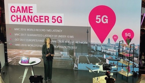 Claudia Nemat, Deutsche Telekom's board member for technology and innovation, tells an audience at Mobile World Congress that 5G commercial trials will start this year.