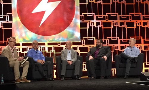 Keynote panel, Why Vendors Won't Get Paid Per Box Anymore, included (L to R) Moderator Ray Le Maistre of Light Reading, David Amzallag, Charlie Ashton, Mike Frane and Mirko Voltolini.