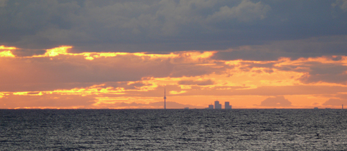 Toronto is in the distance in this view of Lake Ontario. 