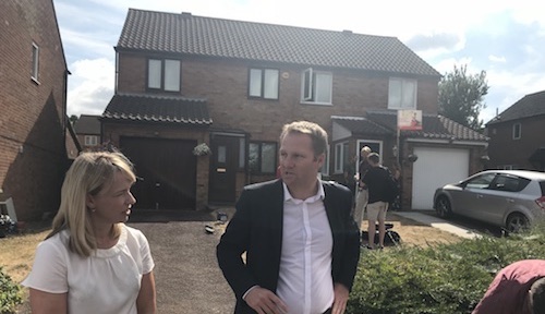Neil Blagden, Vodafone UK's chief operating officer, addresses reporters outside one of the Milton Keynes properties trialing the operator's new gigafast service.