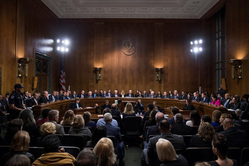 'Christine Blasey Ford testified before the Senate Judiciary Committee last week. All the Republican members of that committee are male,' says Huffington Post in its coverage of the event.