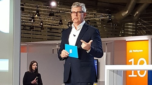 Borje Ekholm, Ericsson's CEO, speaks at this year's Mobile World Congress in Barcelona.