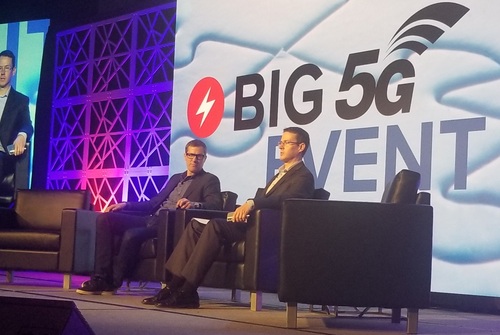 Alex Moulle-Berteaux (left), Starry's COO, is joined on stage by Light Reading's Mike Dano.