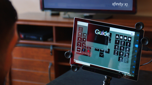 The new capability for X1 is enabled by a web-based remote for tablets and computers that pairs with existing eye gaze systems and other types of assistive technologies.
(Image source: Comcast)