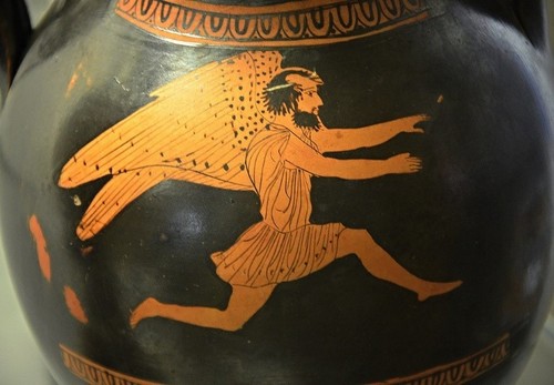 Boreas, purple-winged god of the north wind, leaps into action. Image courtesy of Carole Raddato on Flickr.