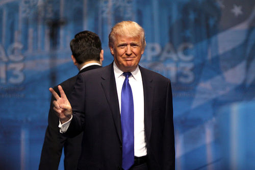 Trump pulls out Churchill's V for victory sign as he battles China on trade.