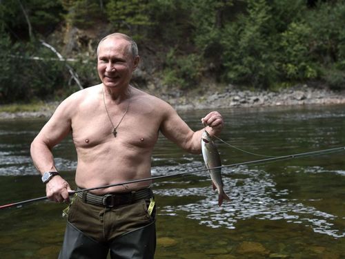 Russia's increasingly Tsar-like Vladimir Putin lacks the kingly physique for these photos, but no one in Russia dares tell him.
