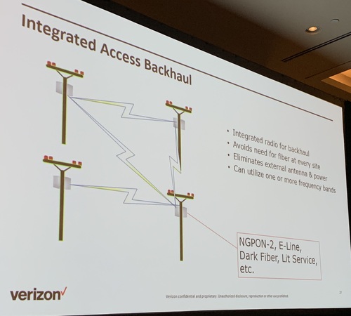 A slide about IAB presented today by Verizon at Light Reading's 5G Transport & the Edge event.