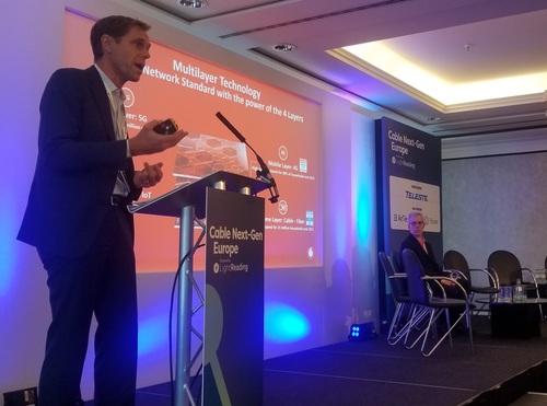 Gerhard Mack said the company's cable networks will play a critical role in Vodafone Germany's grander convergence plan. That's Alan Breznick, Light Reading's Cable/Video Practice Leader, keeping a watchful eye off to the right.