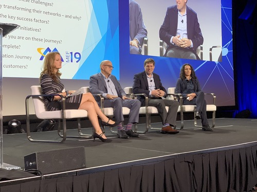 Erin Dunne, Director of Research Services, Vertical Systems Group (left); David Hughes, VP of Engineering, PCCW Global; John Isch, Director Connectivity Solutions, Orange Business Services; and Fernanda Mendez, Head of Service Management & Orchestration, Solution Area OSS, Ericsson