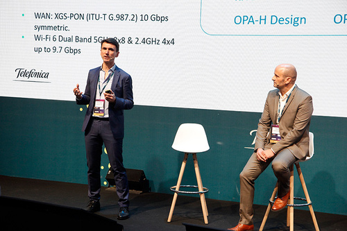 David del Val (seated), Telefonica's head of R&D, says open RAN technologies slashed electronics costs in half.