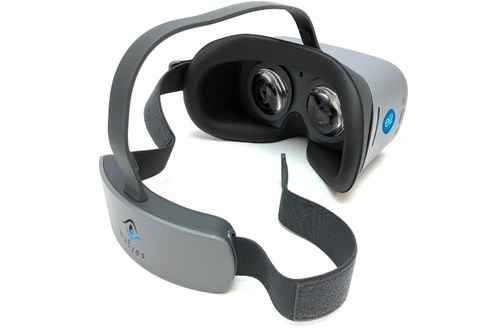 The e2 is a wireless, self-contained wearable magnifier with a 101-degree field of view and four-hour battery life.