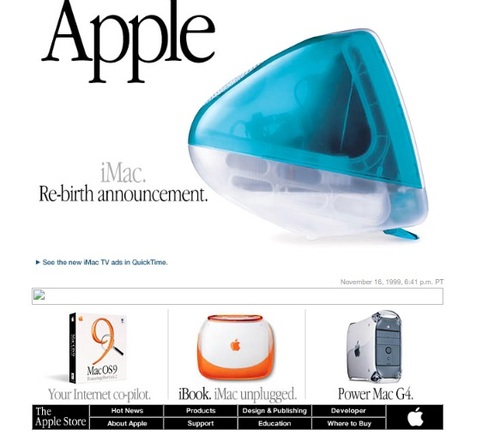 Back when Apple was all about the colorful iMac, and there would nary be an iPod, iPhone, iPad in sight for years to come.