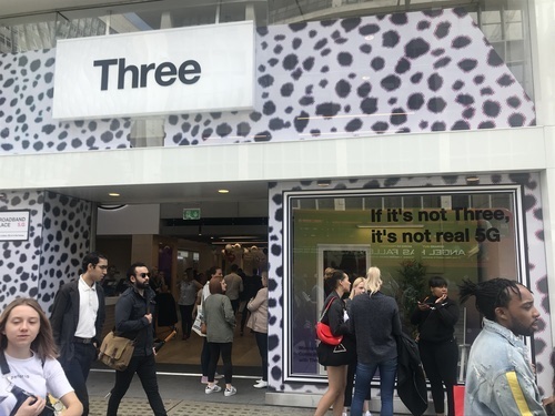 Three's store on London's Oxford Street, pre-coronavirus.