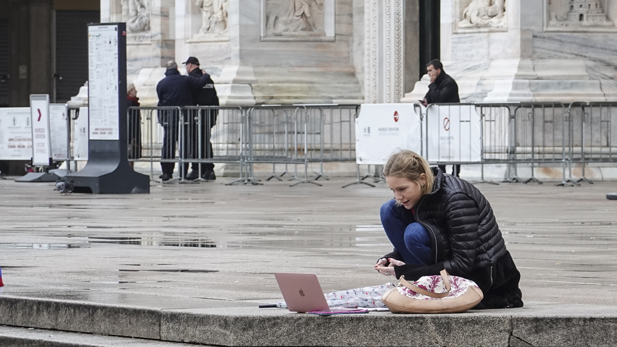 Zooming around: Working from home – or outside the Duomo in Milan – thanks to COVID-19 has seen Zoom's profits soar. (Source: Guilhem Vellut on Flickr CC 2.0)