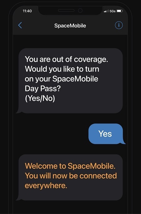 SpaceMobile promises to allow customers to sign up for its service via a text. (Source: SpaceMobile)