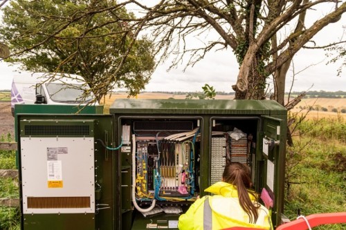 An Openreach engineer at work.