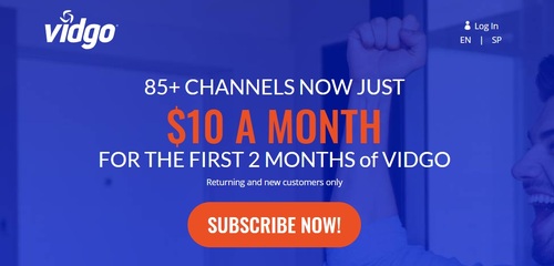 Vidgo has leaned on a two-month, $10 per month pricing promotion after eliminating a free trial option in December 2020.