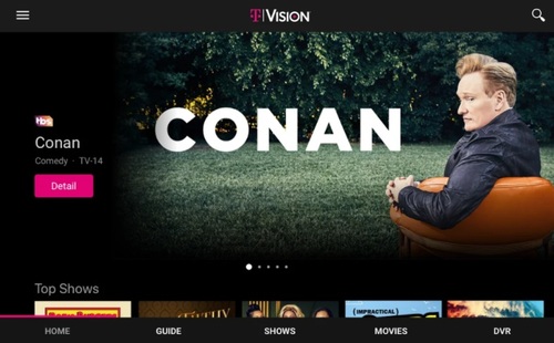 T-Mobile, which relaunched its TVision service late last year, is one of MobiTV's marquee customers. MobiTV, which has a deal with the National Cable Television Cooperative (NCTC), has also hooked up with dozens of small and midsized US cable operators and telcos.
(Image source: T-Mobile/Google Play)