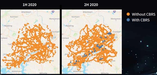 Verizon's CBRS coverage area expanded in Philadelphia during 2020. Click here for a larger version of this image. (Source: RootMetrics)