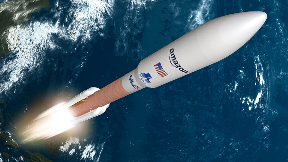 Blast off: The United Launch Alliance's Atlas V rocket will take Amazon's broadband into space. (Source: Amazon)