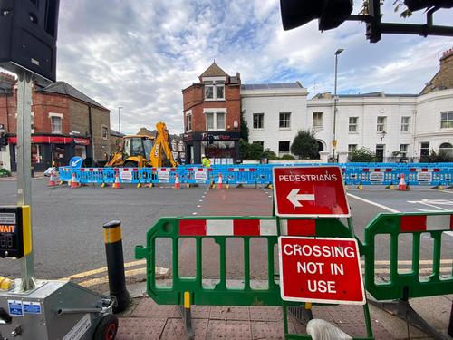 Road and sidewalk closures due to fiber rollout are now commonplace in the UK. 
(Source: Iain Morris)