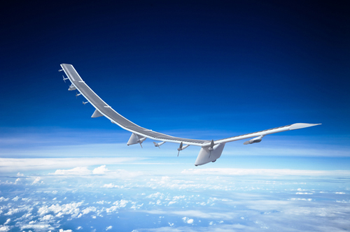SoftBank hopes to offer Internet connections from autonomous, solar-powered drones flying in the stratosphere. (Source: SoftBank)