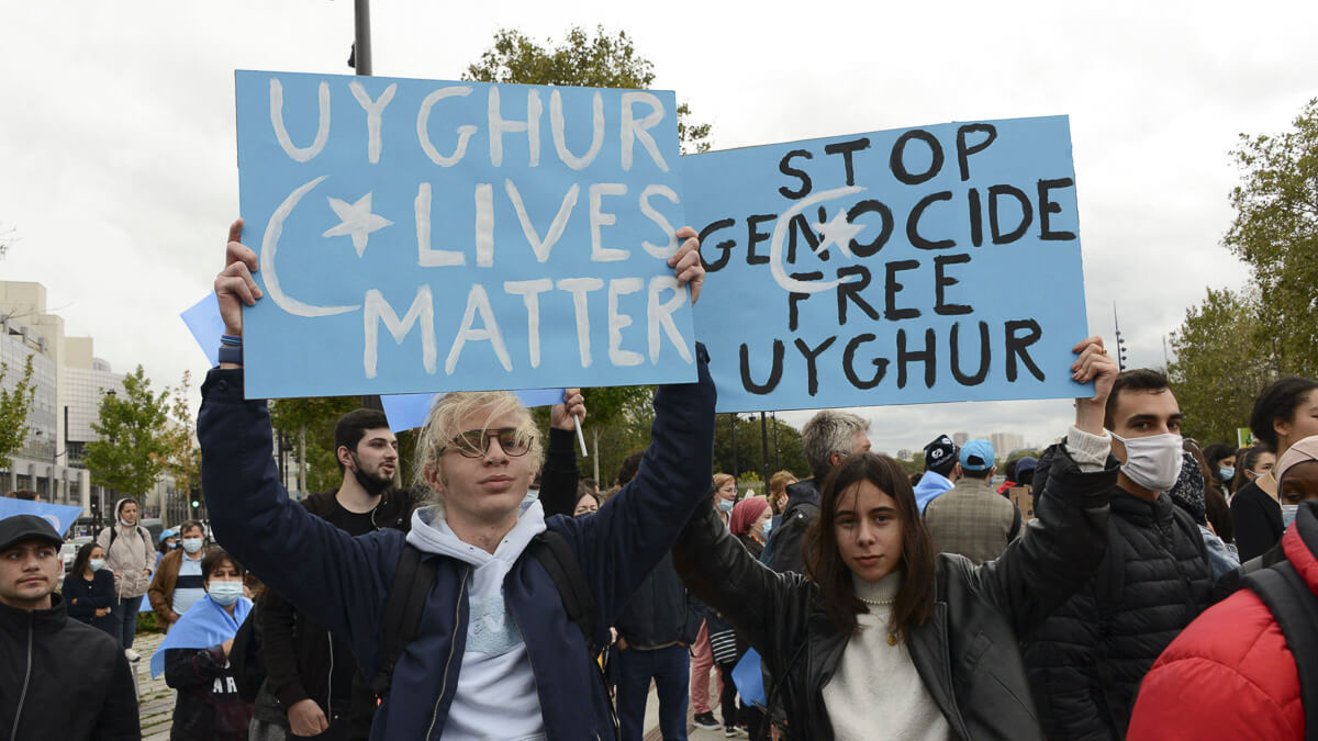 Global protest: Allegations of genocide and ethnic cleansing, among other things, by the Chinese authorities in Xinjiang have caused global outrage. (Source: Abaca Press/Alamy Stock Photo)