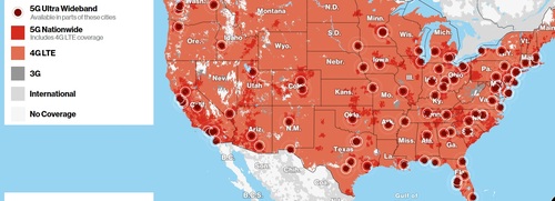 Verizon currently offers its Ultra Wideband 5G network in millimeter wave spectrum in select big cities. But the company plans to also apply the Ultra Wideband brand to its planned C-band network, which the company said will cover up to 100 million people in the US later this month. Click here for a larger version of this image. (Source: Verizon)