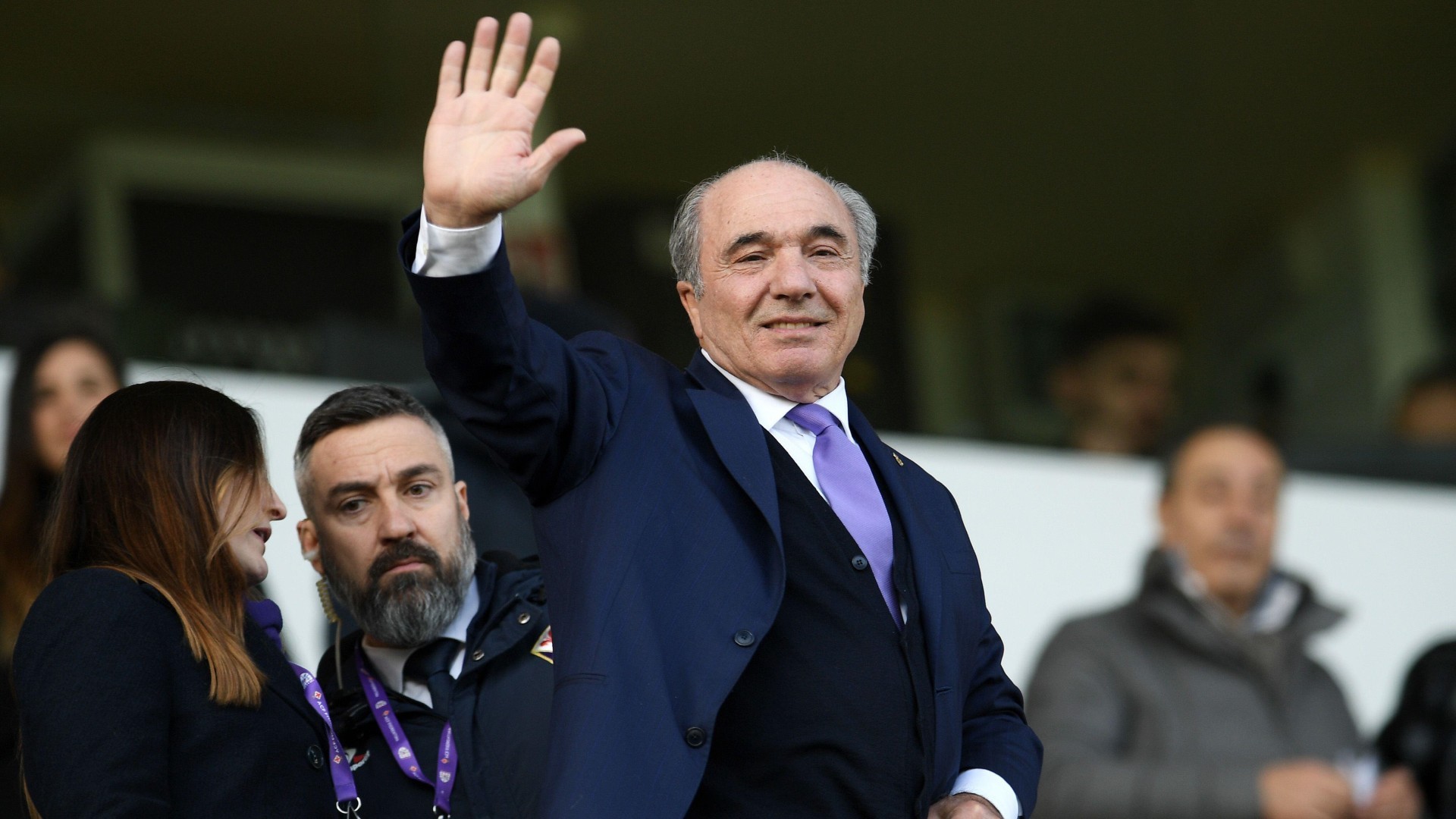 Rocco Commisso waves to fans at a ACF Fiorentina match in Florence, Italy.
(Source: ZUMA Press, Inc. / Alamy Stock Photo)