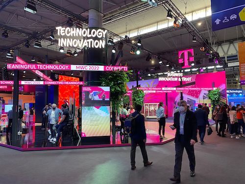 Outside Deutsche Telekom's stand at this year's Mobile World Congress. (Photo by Fiona Graham)