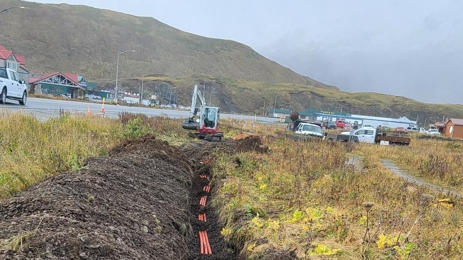 An example of the conduit/trench work GCI has underway in Unalaska in the Aleutian Islands.
(Source: GCI. Used with permission.)