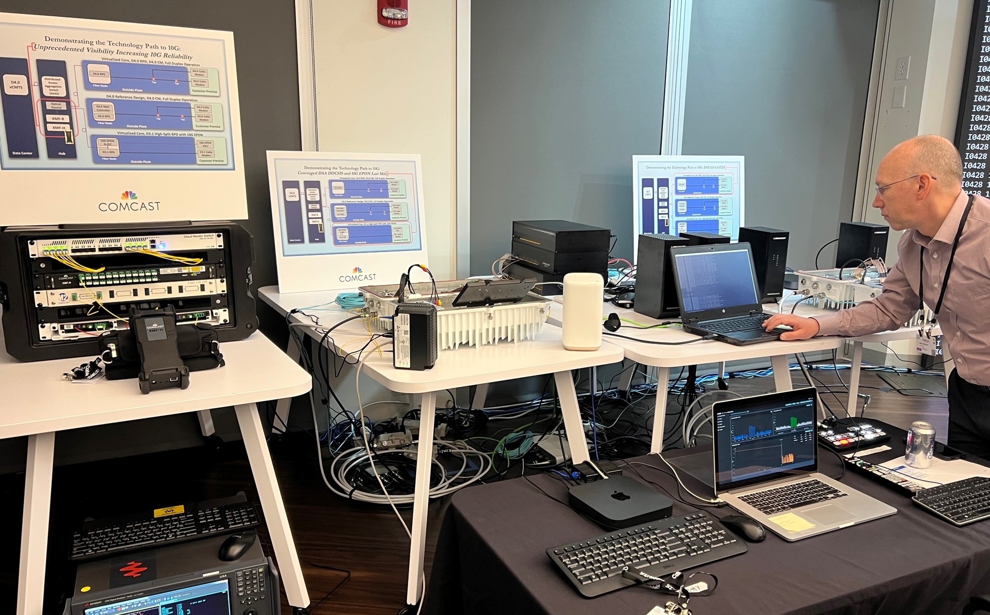 Harmonic's vCMTS and node gear was used in Comcast's DOCSIS 4.0 tech demos at last week's '10G Showcase' at CableLabs in Louisville, Colorado.
(Source: Jeff Baumgartner/Light Reading)