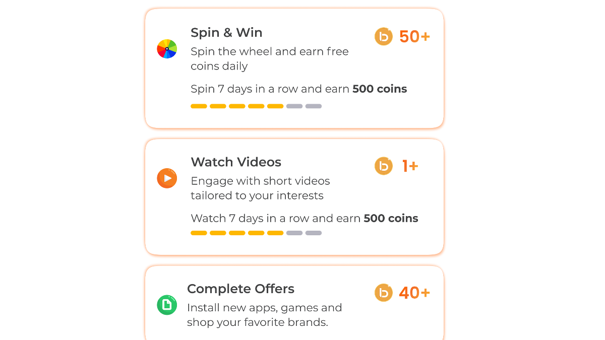 BoostOne offers several ways to earn BoostCoins. Click here for a larger version of this image. (Source: Boost. Used with permission.)