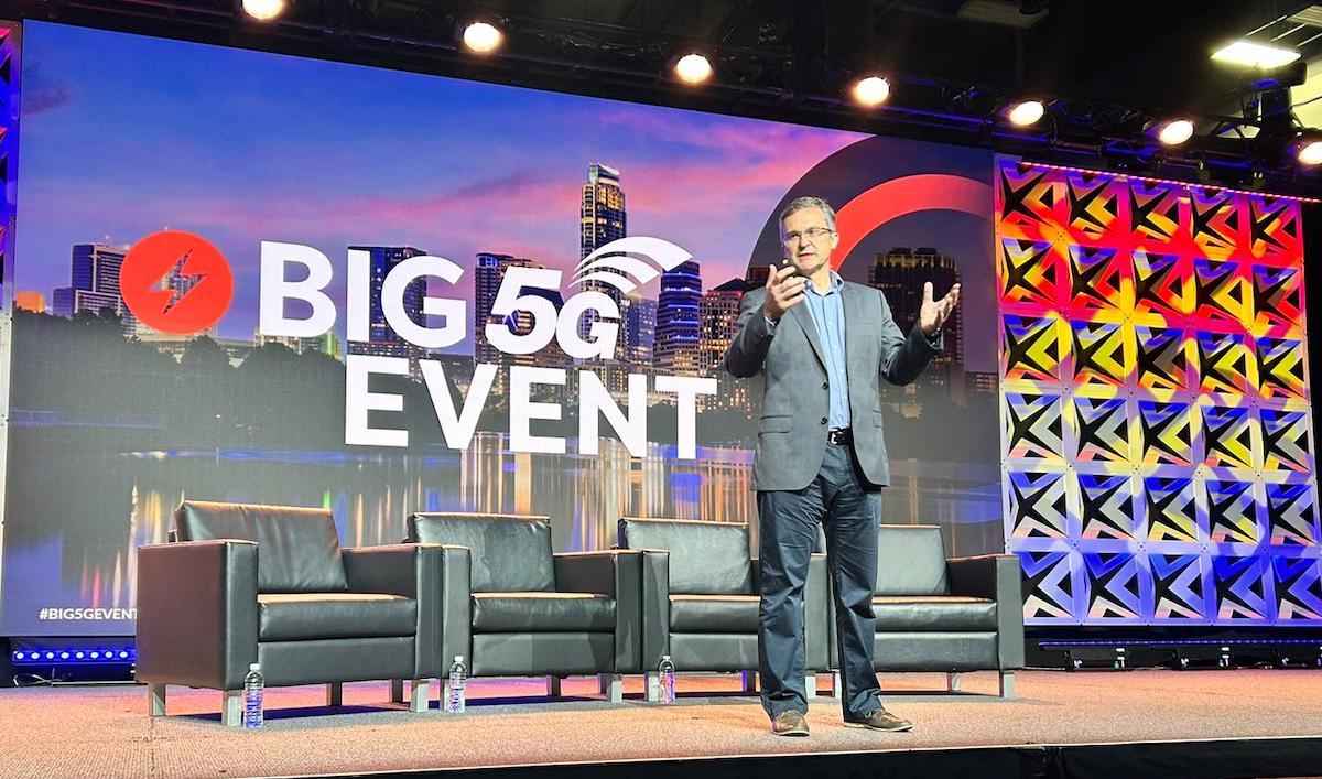 Dish's Marc Rouanne presents at the Big 5G Event in Austin. (Source: Iain Morris/Light Reading)