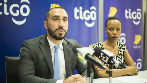 Tigo Tanzania's Chief Officer for Mobile Financial Services, Hussein Sayed (left), briefs journalists on how Tigo Pesa became one of the first mobile money services in the world to be certified under the GSMA's new scheme. With him is Tigo's Corporate Communications Manager, Woinde Shisael. 