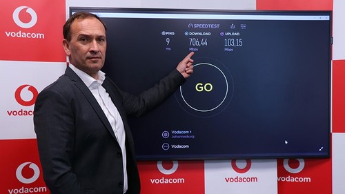 Vodacom Group CTO Andries Delport shows the potential of 5G fixed wireless broadband service.